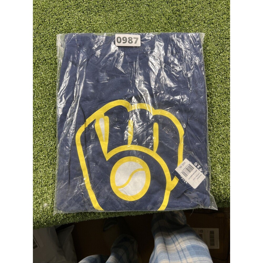 Majestic Milwaukee Brewers Men Blue Tee Shirt 3XL New In Bag!! - Picture 10 of 10